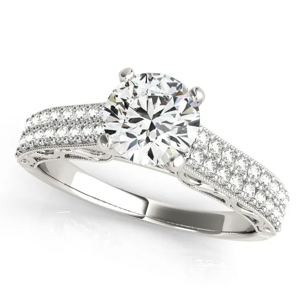 Double Diamond Band Moissanite Engagement Ring - Delilah