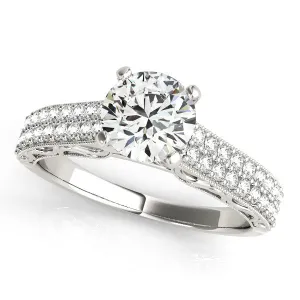 Double Diamond Band Moissanite Engagement Ring - Delilah