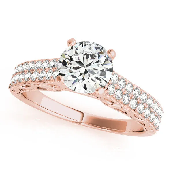 Double Diamond Band Moissanite Engagement Ring - Delilah