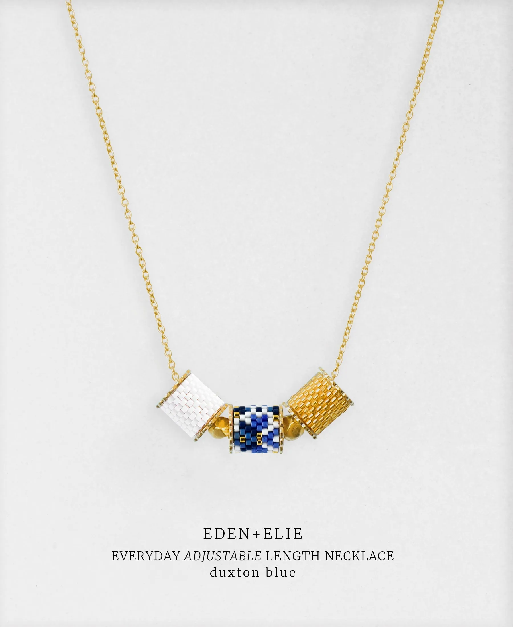 Drop Earrings   Adjustable Length Necklace Set - Duxton Blue