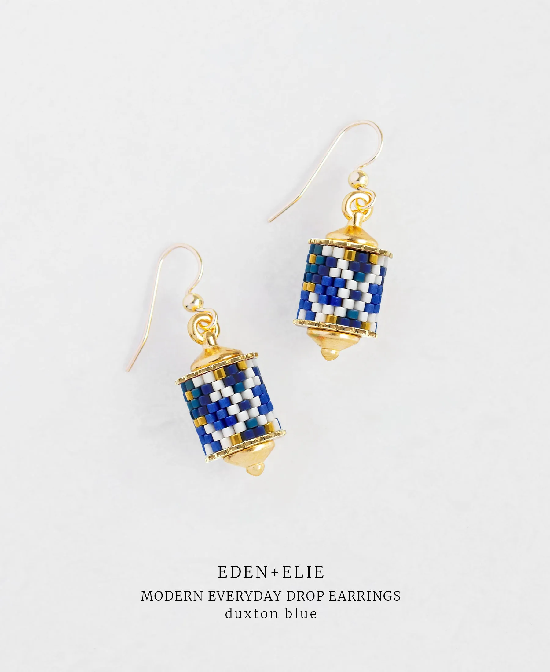 Drop Earrings   Adjustable Length Necklace Set - Duxton Blue