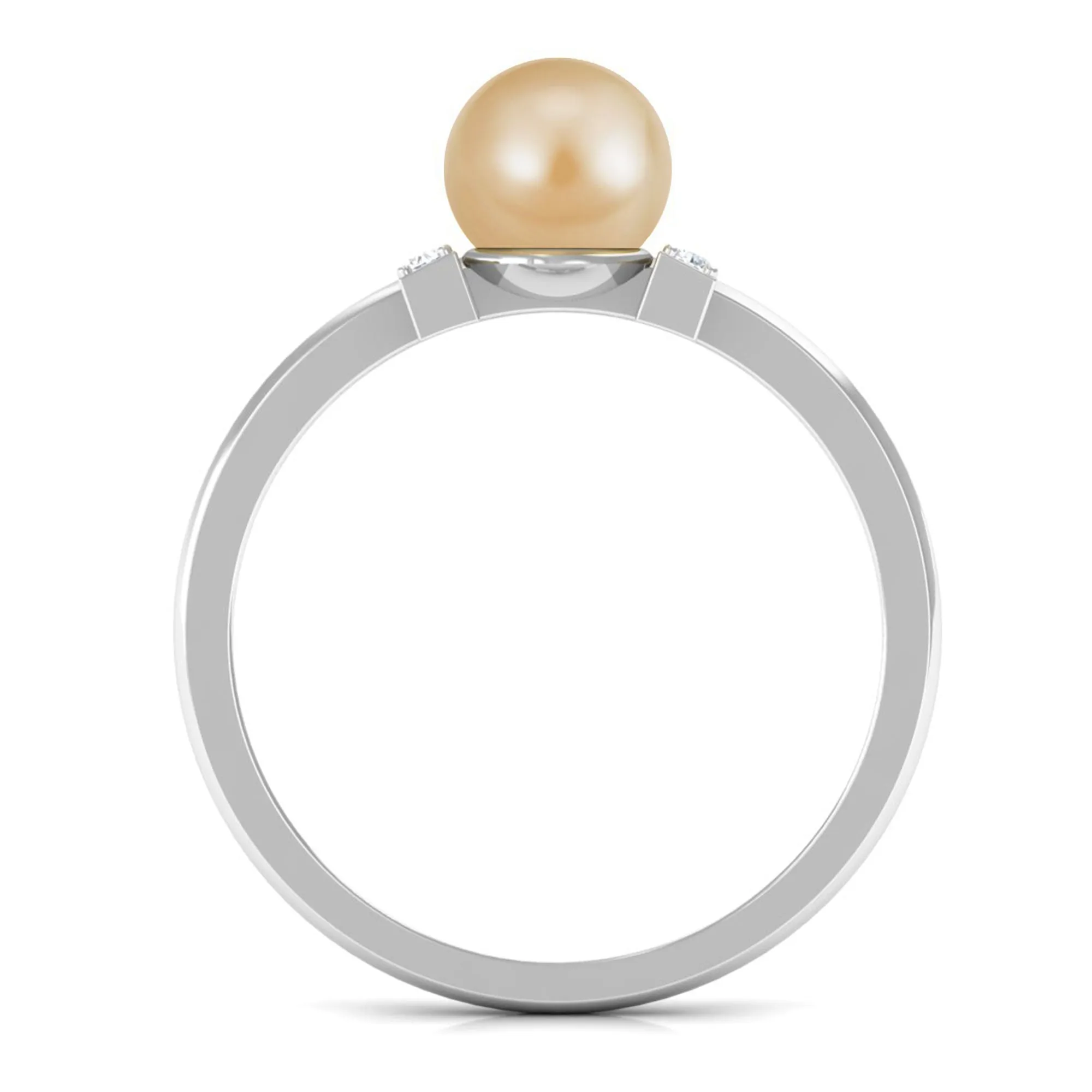 Elegant South Sea Pearl Solitaire Engagement Ring with Diamond Accent