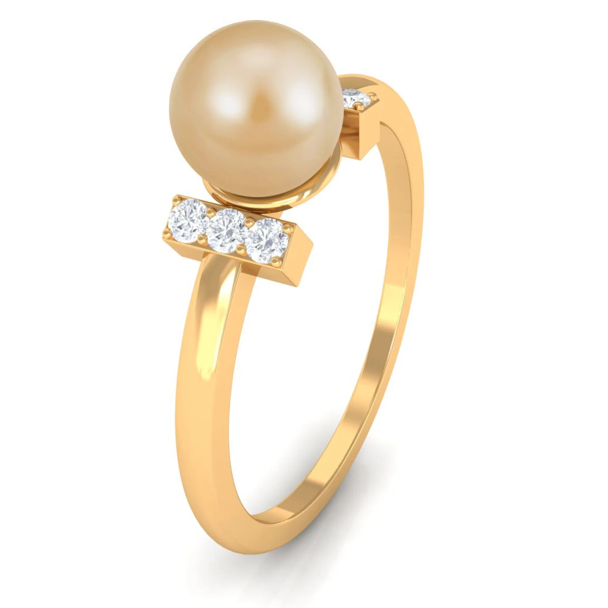 Elegant South Sea Pearl Solitaire Engagement Ring with Diamond Accent