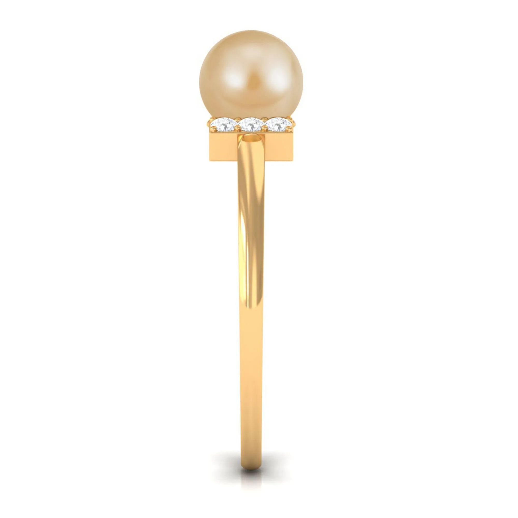 Elegant South Sea Pearl Solitaire Engagement Ring with Diamond Accent