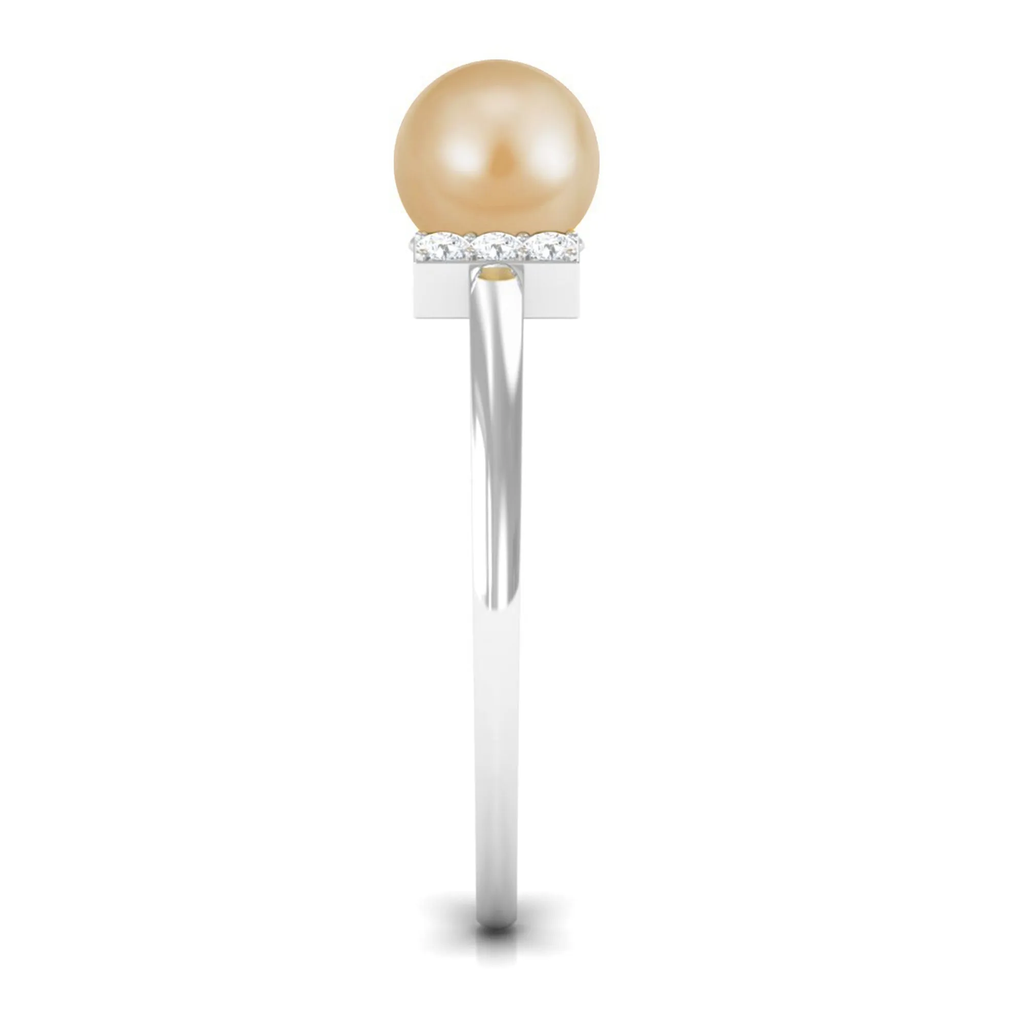 Elegant South Sea Pearl Solitaire Engagement Ring with Diamond Accent