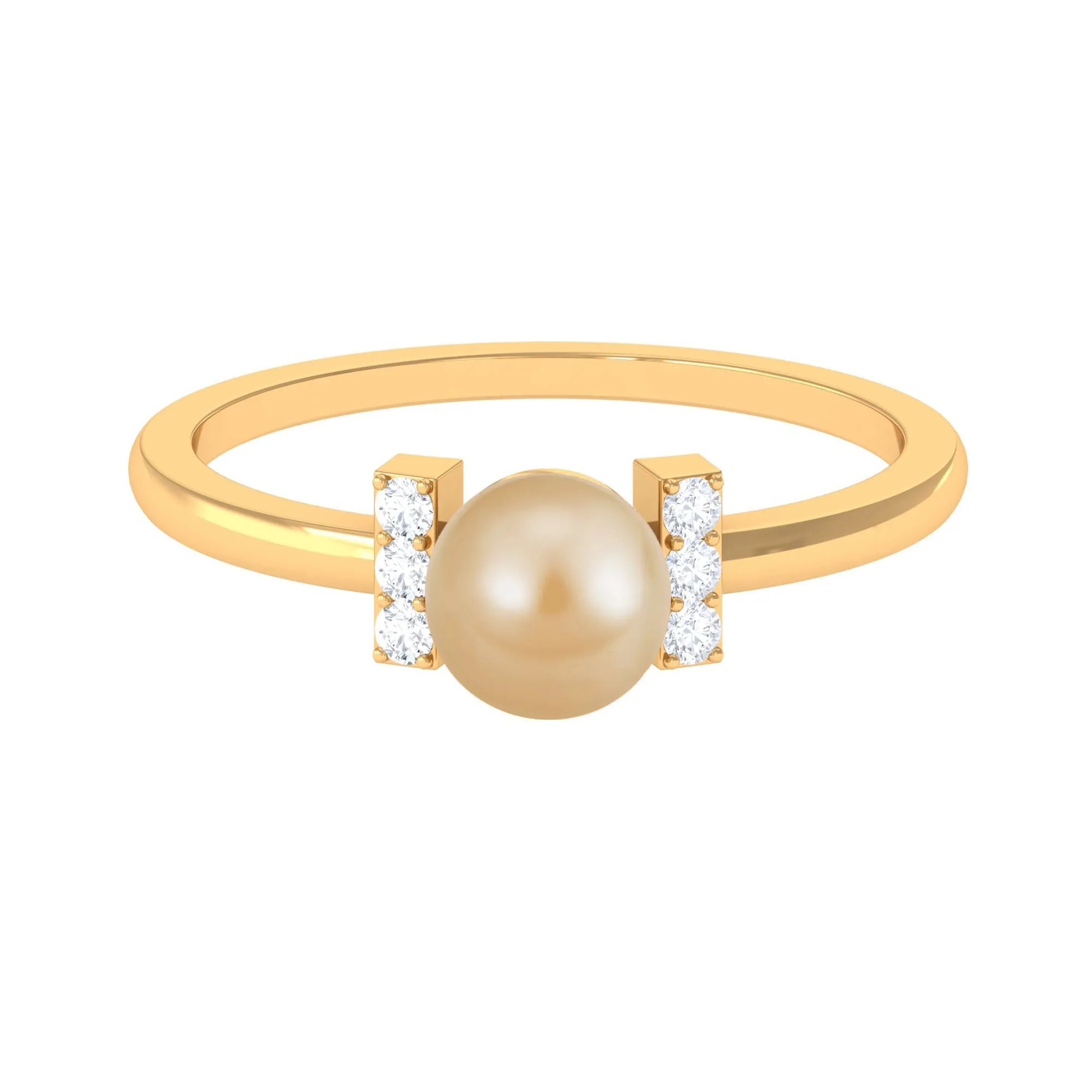 Elegant South Sea Pearl Solitaire Engagement Ring with Diamond Accent