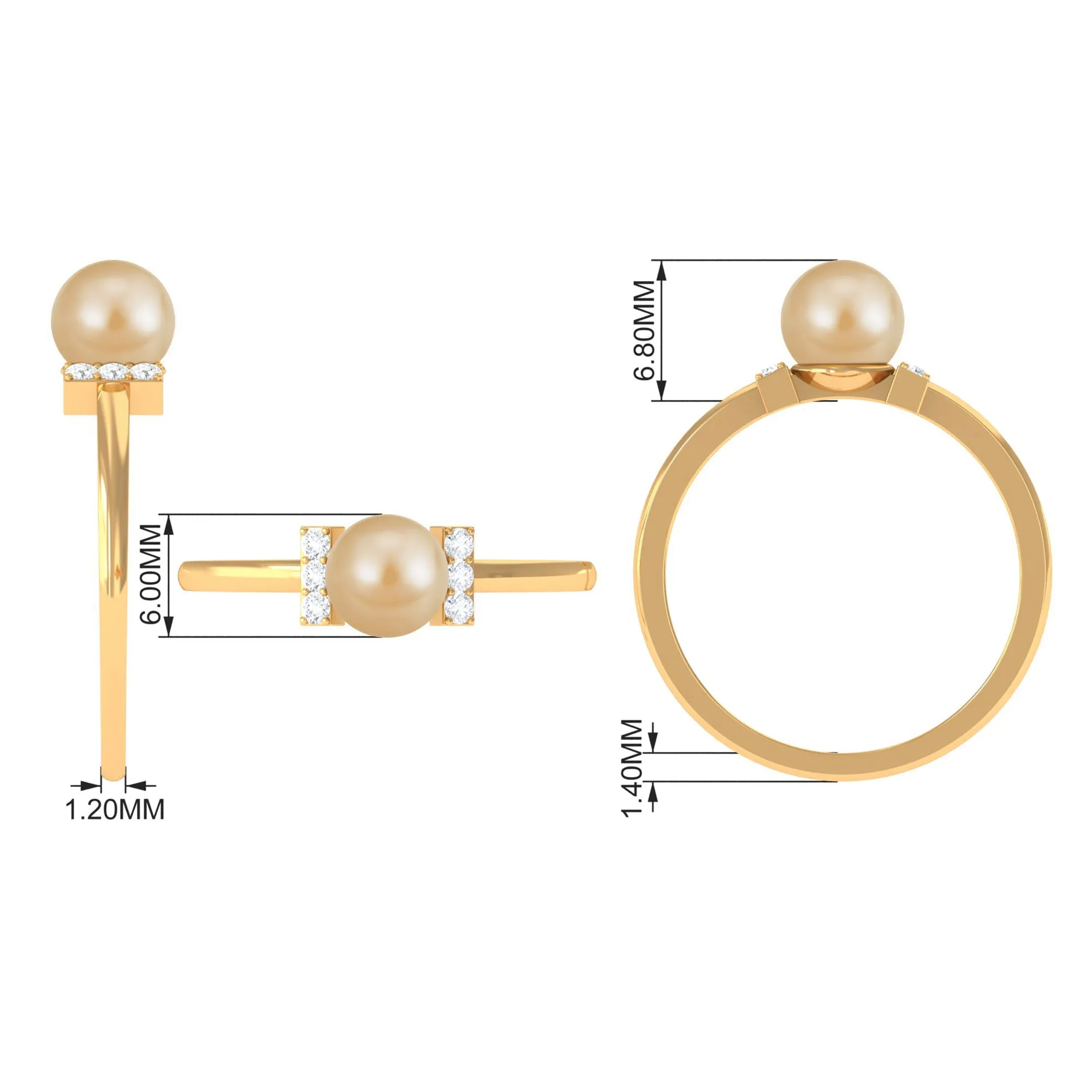 Elegant South Sea Pearl Solitaire Engagement Ring with Diamond Accent