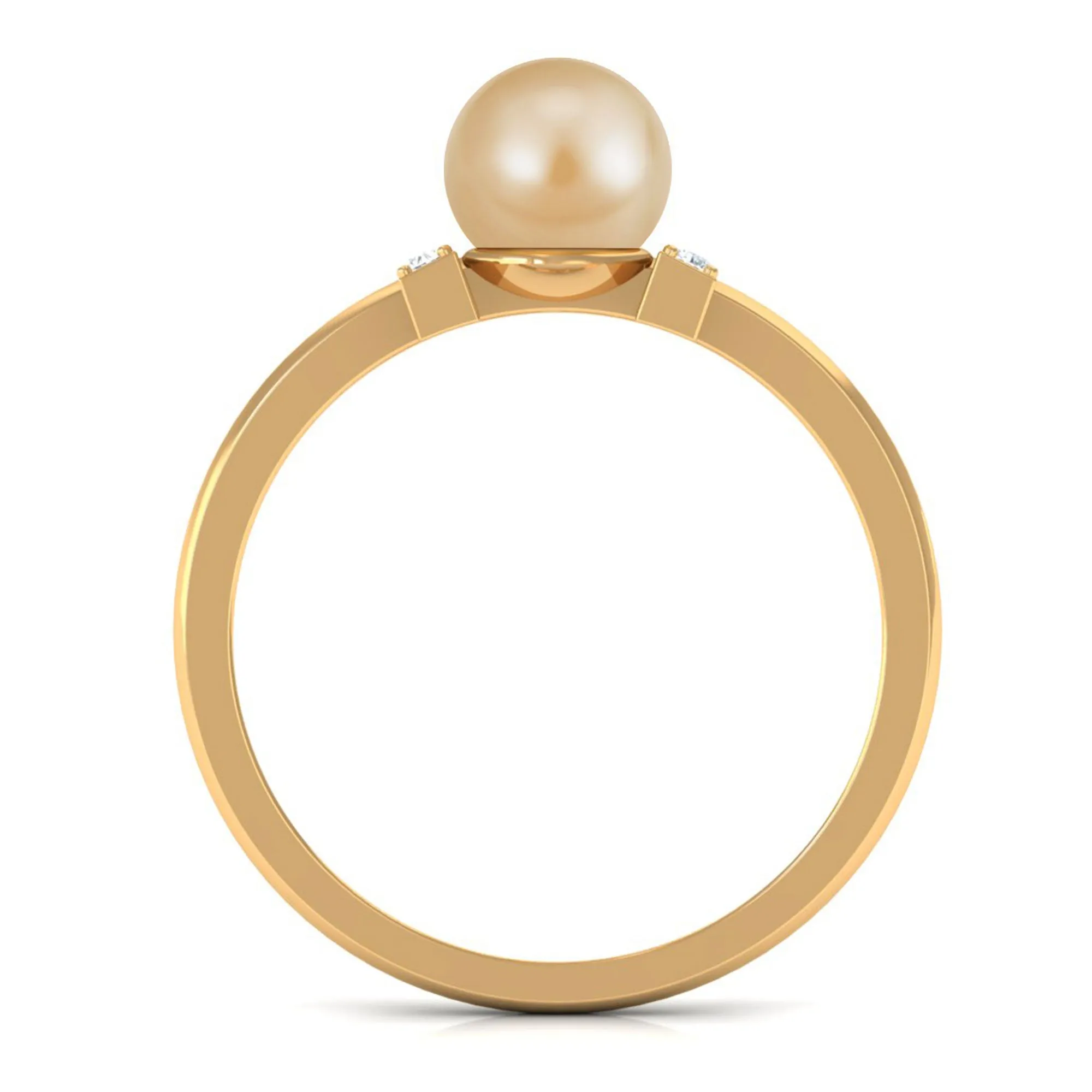 Elegant South Sea Pearl Solitaire Engagement Ring with Diamond Accent