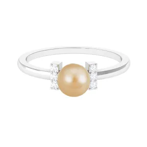 Elegant South Sea Pearl Solitaire Engagement Ring with Diamond Accent