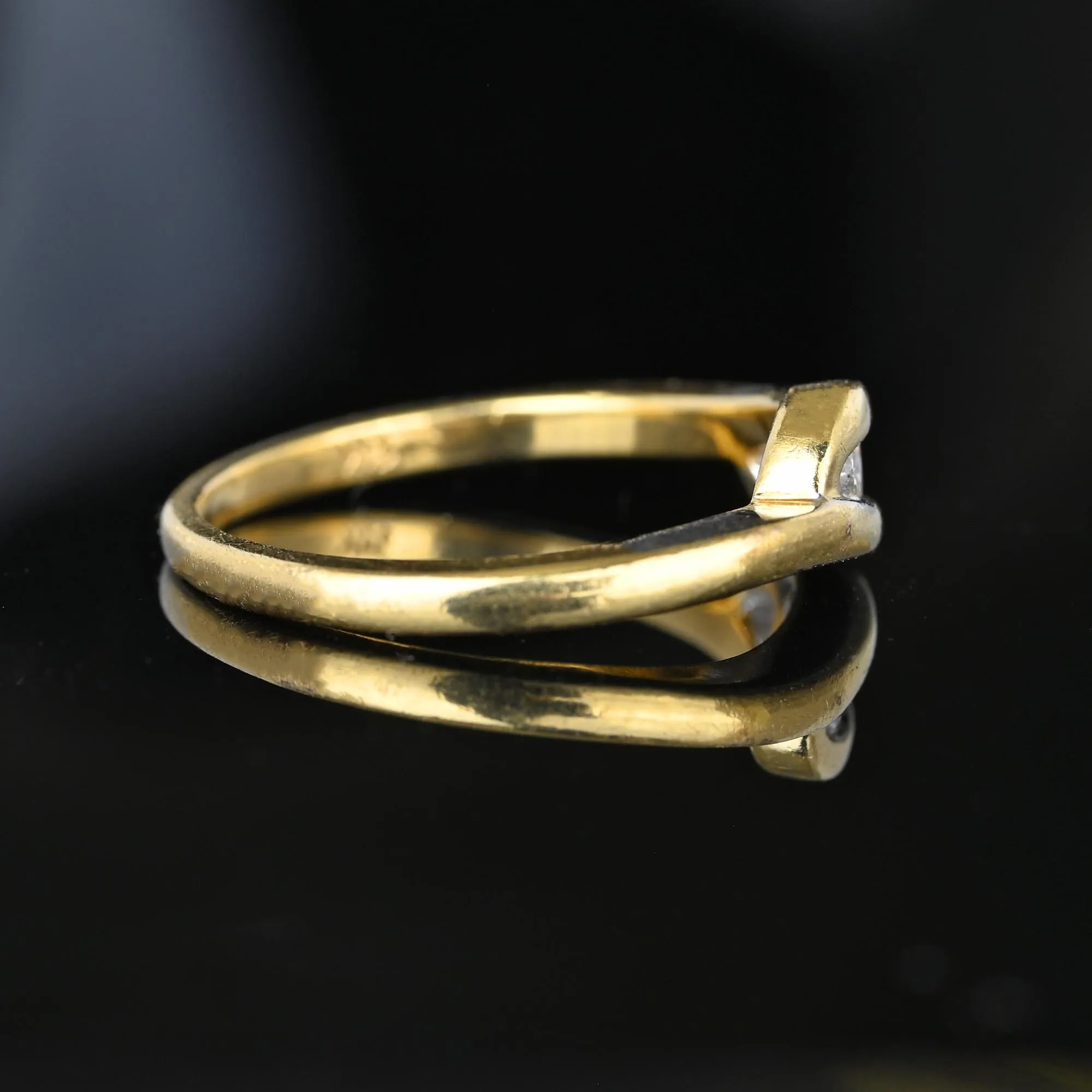 Estate 14K Gold Bypass Three Stone Diamond Ring