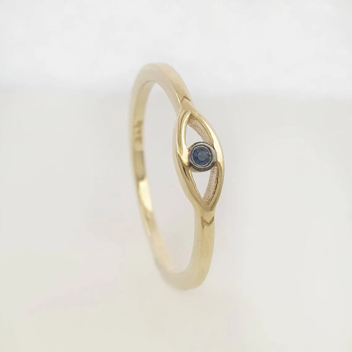 Evil Eye Ring With Blue Sapphire