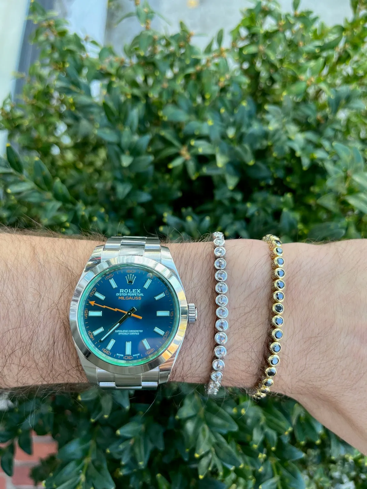 Exclusive 40mm Rolex Milgauss "Who cares I'm already late" custom dial blue font III