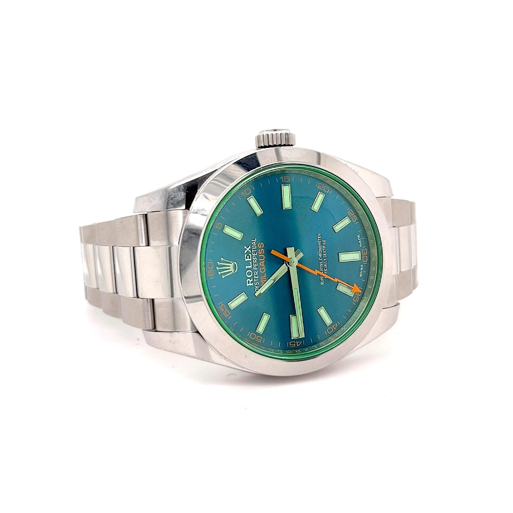 Exclusive 40mm Rolex Milgauss "Who cares I'm already late" custom dial blue font III