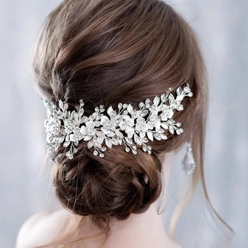 Exquisite Bridal Flower Rhinestone Adorned Tiara