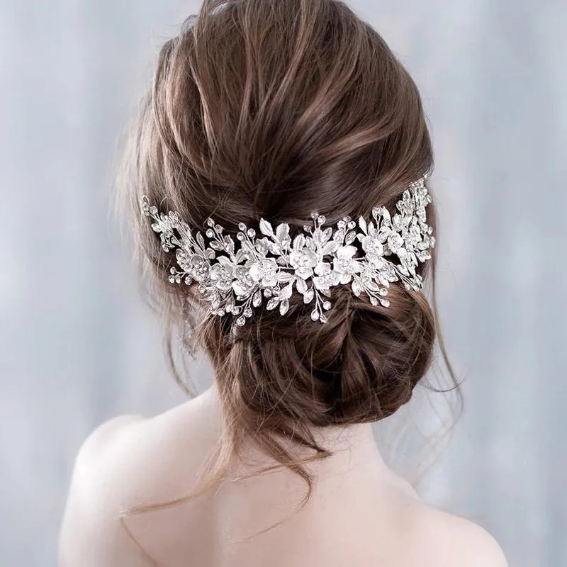 Exquisite Bridal Flower Rhinestone Adorned Tiara