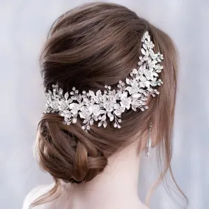 Exquisite Bridal Flower Rhinestone Adorned Tiara