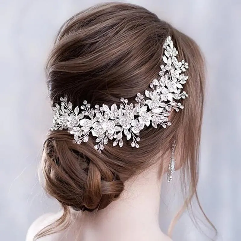 Exquisite Bridal Flower Rhinestone Adorned Tiara