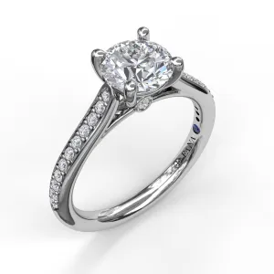 Fana Cathedral Single Row Pave Engagement Ring 3532