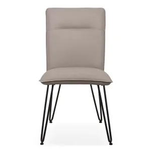 Faux Leather Upholstered Metal Chair With Hairpin Style Legs, Set Of 2, Black And Gray By Benzara