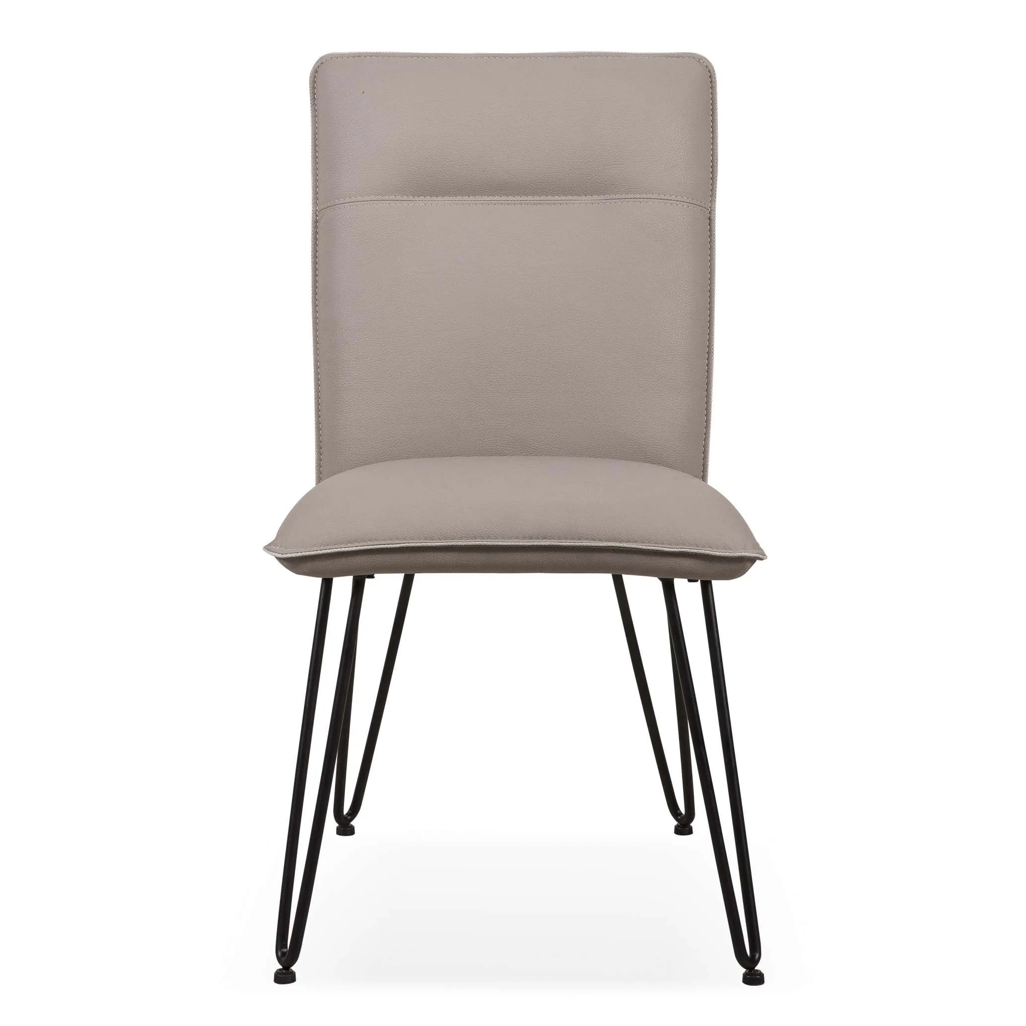 Faux Leather Upholstered Metal Chair With Hairpin Style Legs, Set Of 2, Black And Gray By Benzara