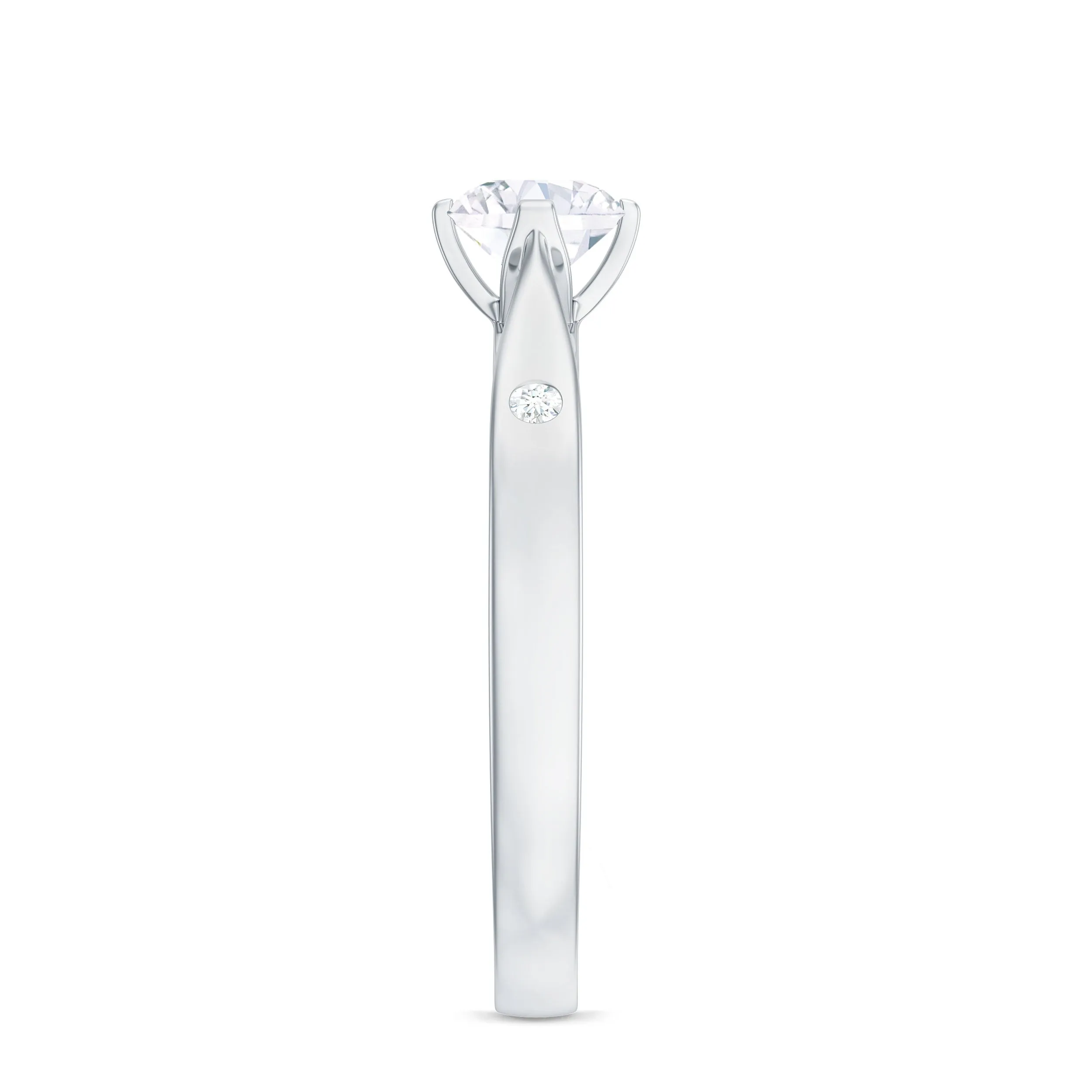Floral Set Moissanite Solitaire Gold Ring with Sleek Accent