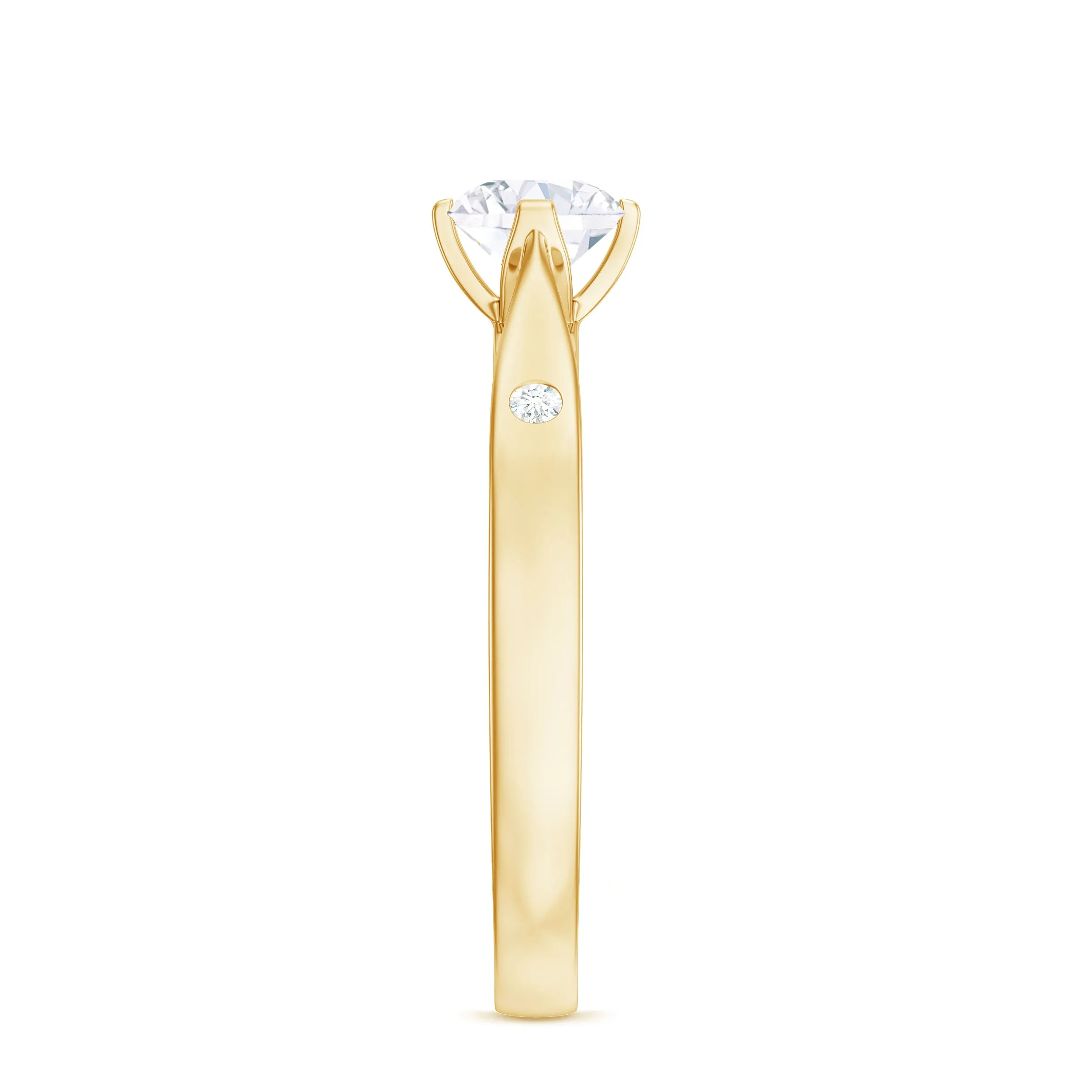 Floral Set Moissanite Solitaire Gold Ring with Sleek Accent
