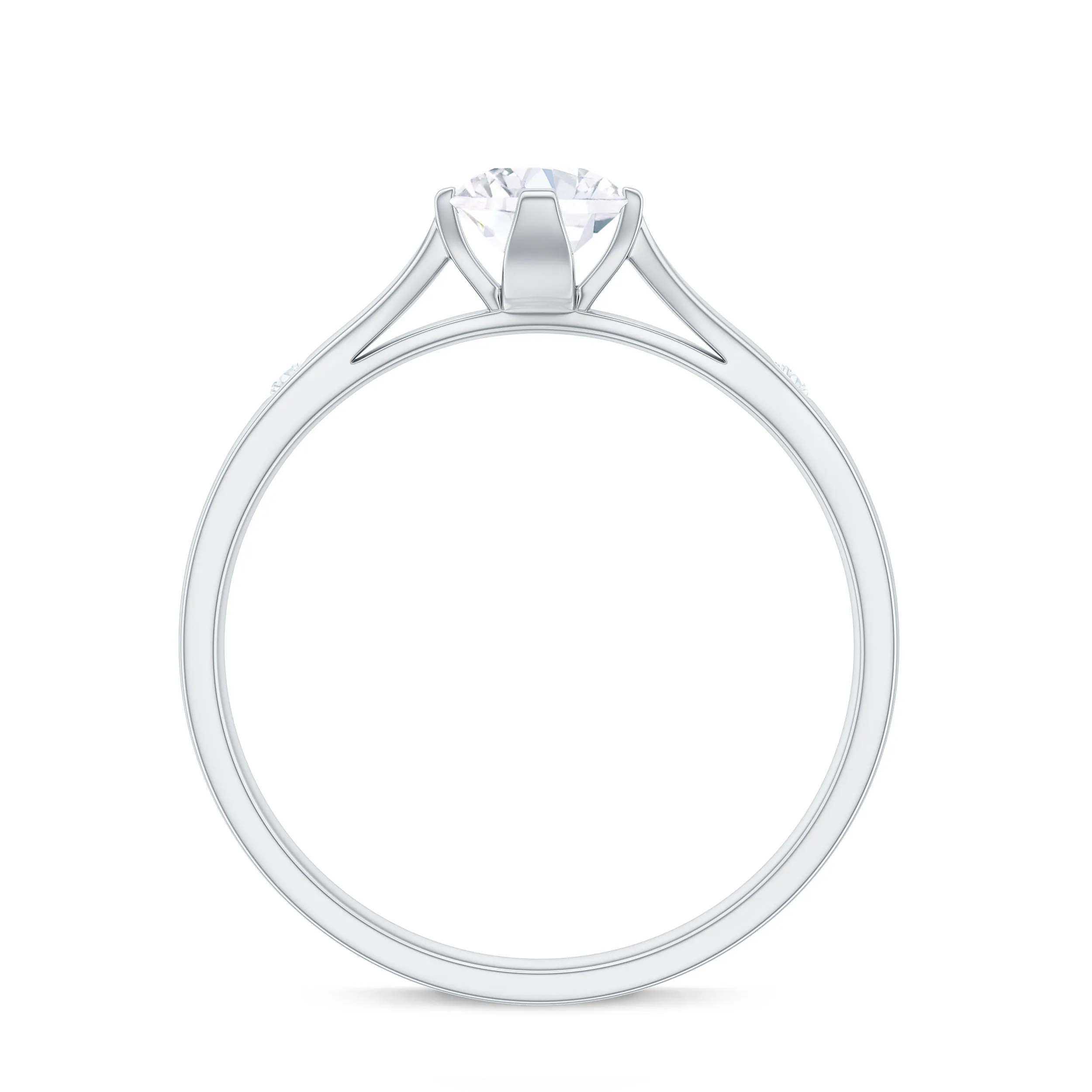 Floral Set Moissanite Solitaire Gold Ring with Sleek Accent