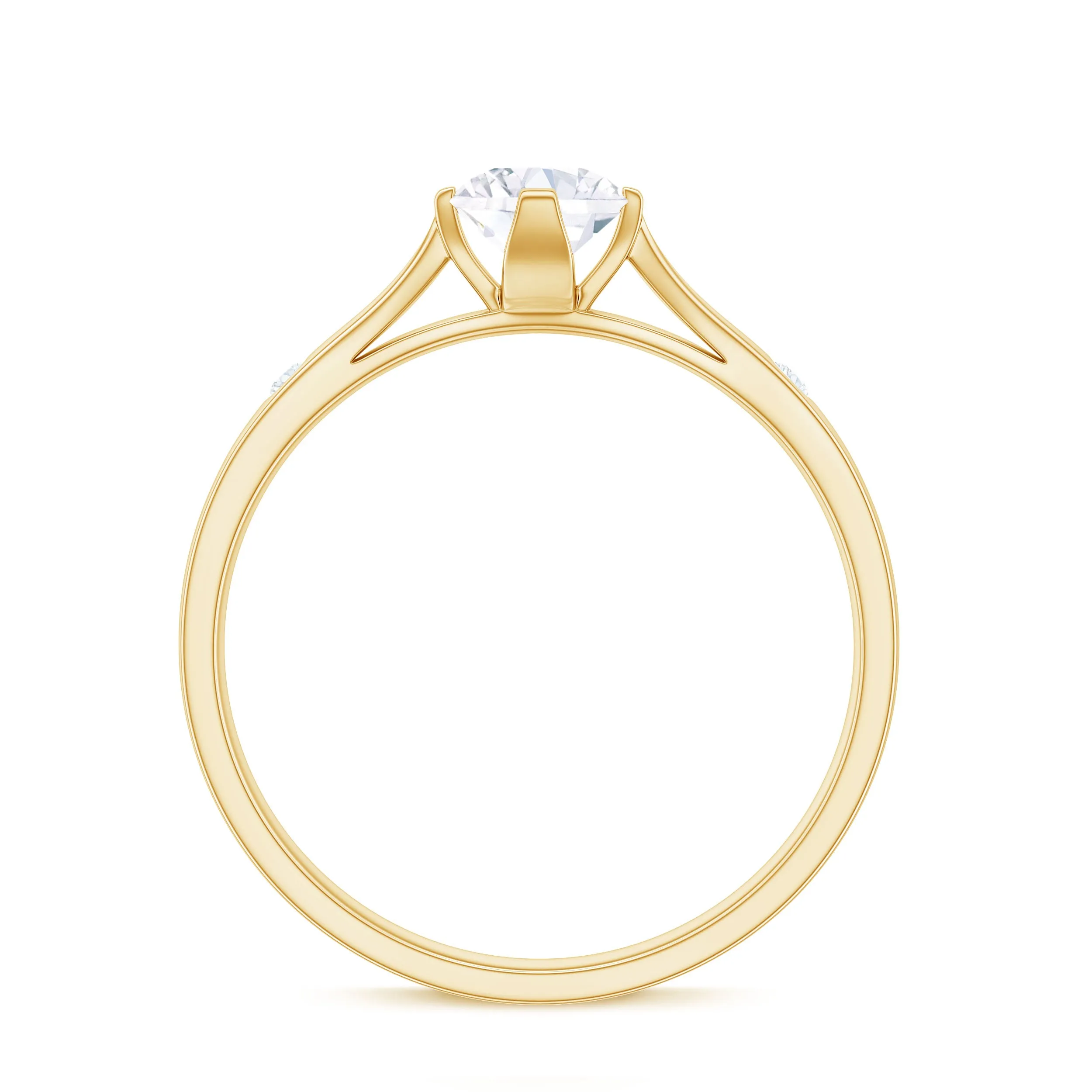 Floral Set Moissanite Solitaire Gold Ring with Sleek Accent