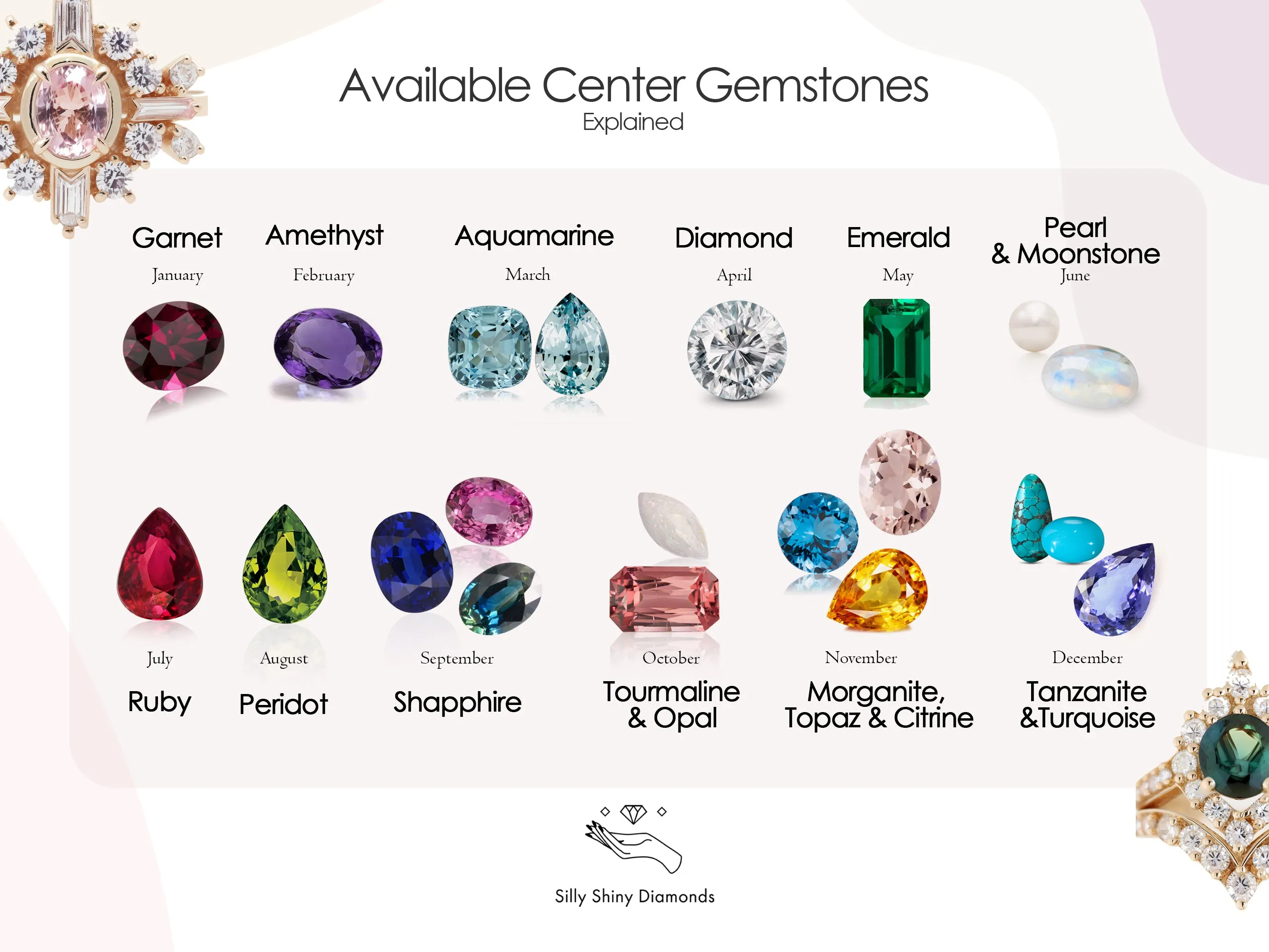 Flowers Pear Diamond Engagement Ring & Two Matching Nesting Bands Three Ring Set - "Antheia" ♥