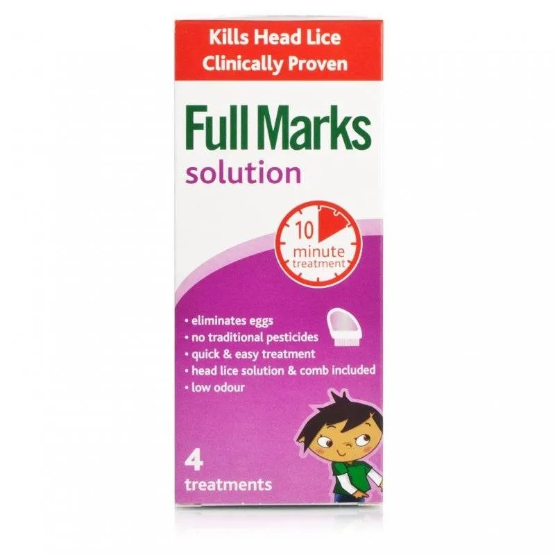 Full Marks Head Lice Solution (4 Treatments: 200ml Bottle   Comb)