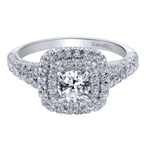 Gabriel and Co Double Halo Diamond Engagement Ring
