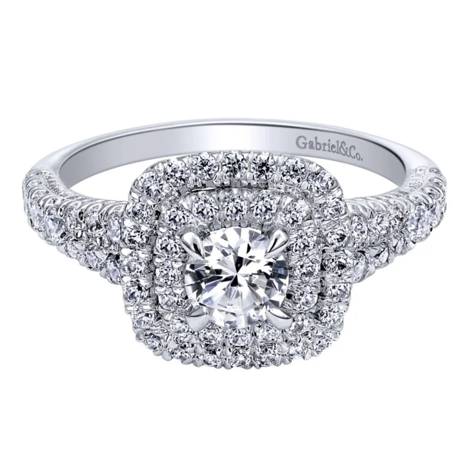 Gabriel and Co Double Halo Diamond Engagement Ring