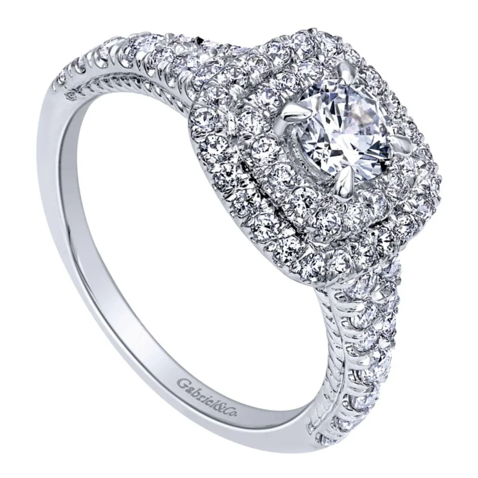 Gabriel and Co Double Halo Diamond Engagement Ring