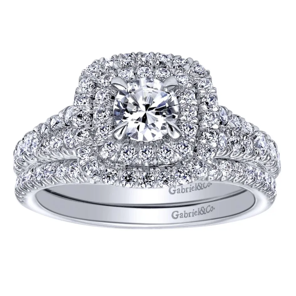Gabriel and Co Double Halo Diamond Engagement Ring