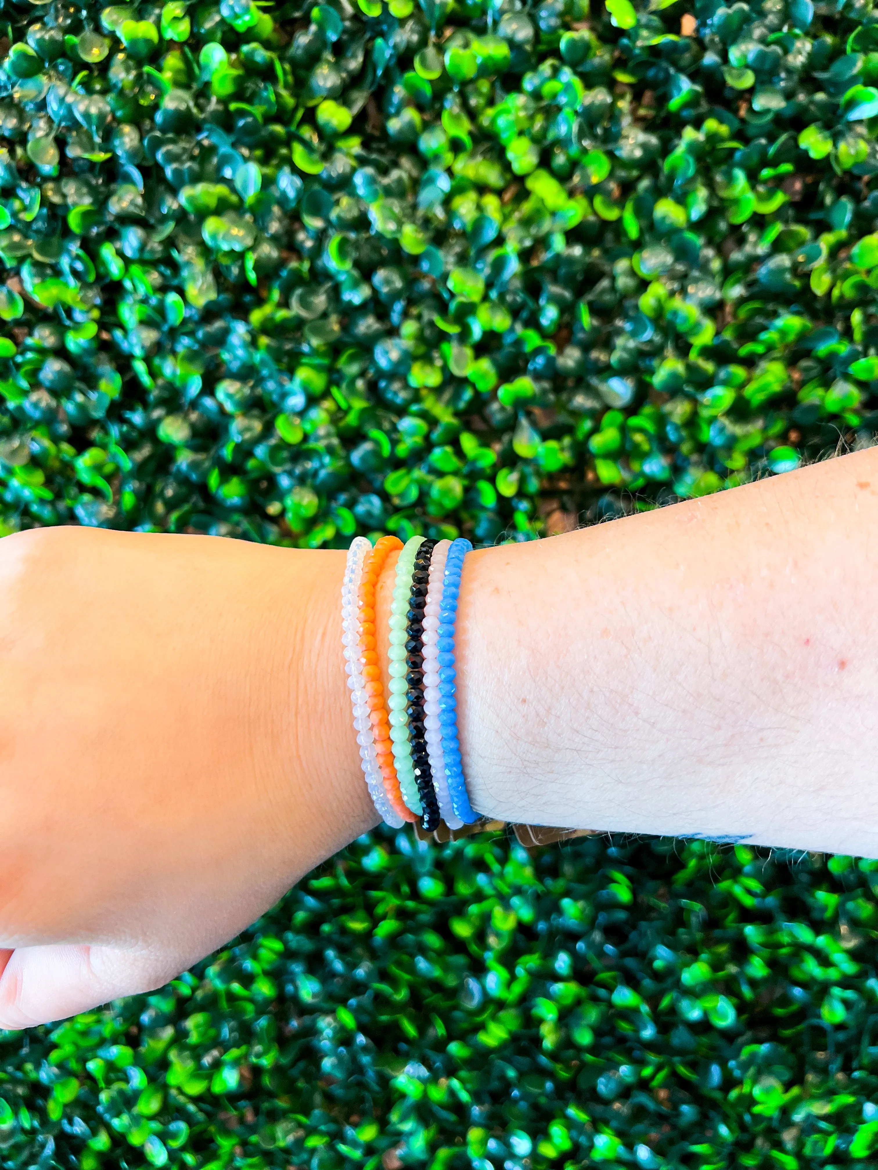 Glass Sparkle Stretch Bracelet - Coral *FINAL SALE*