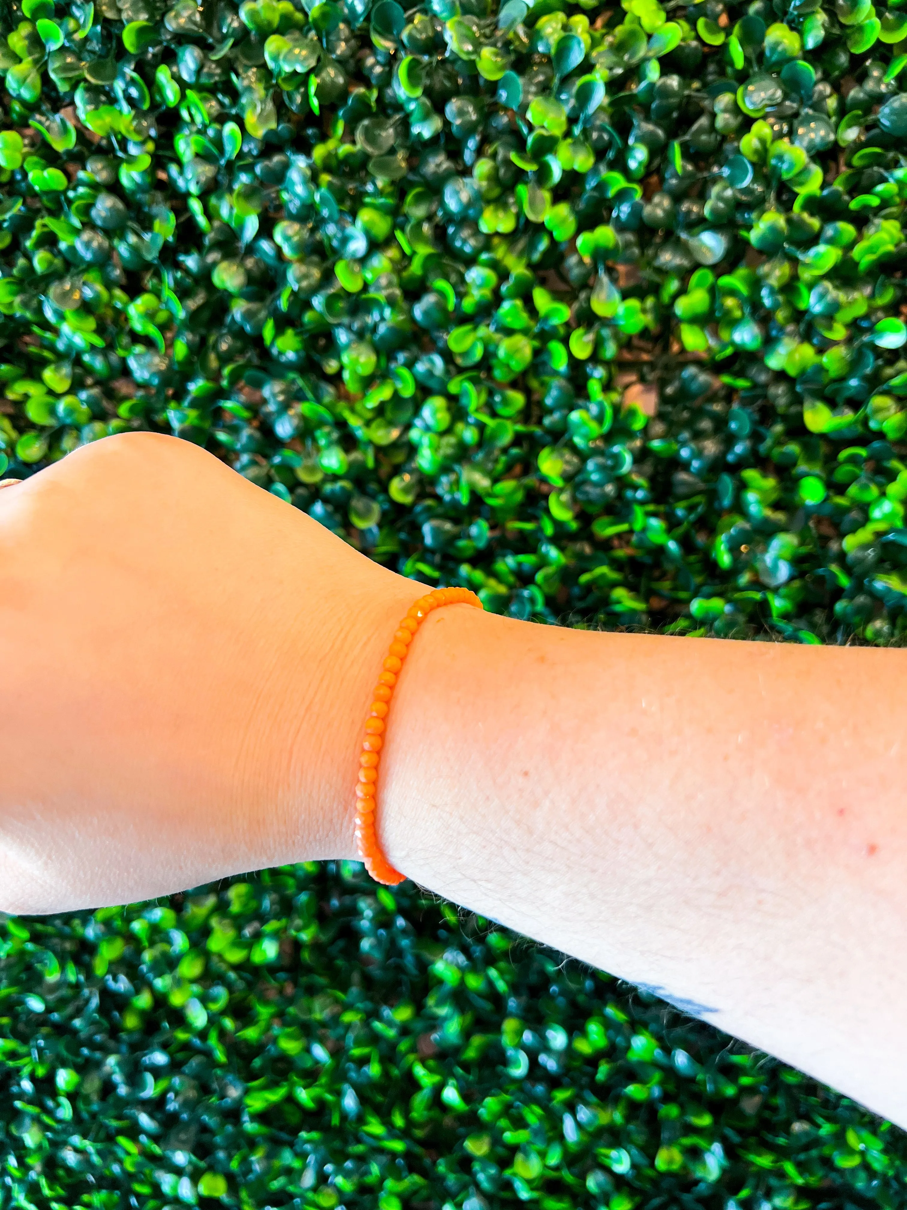 Glass Sparkle Stretch Bracelet - Coral *FINAL SALE*