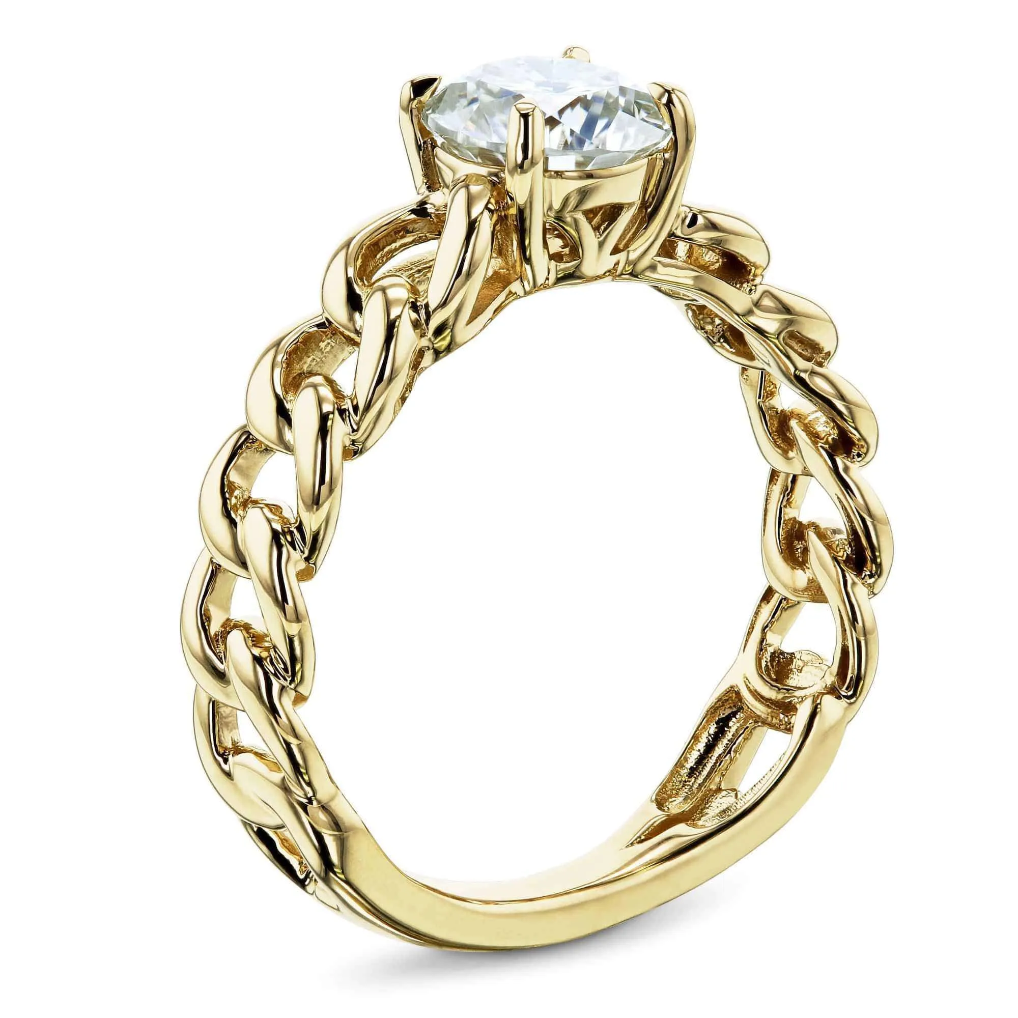Gold Chain Links 6mm Moissanite Ring
