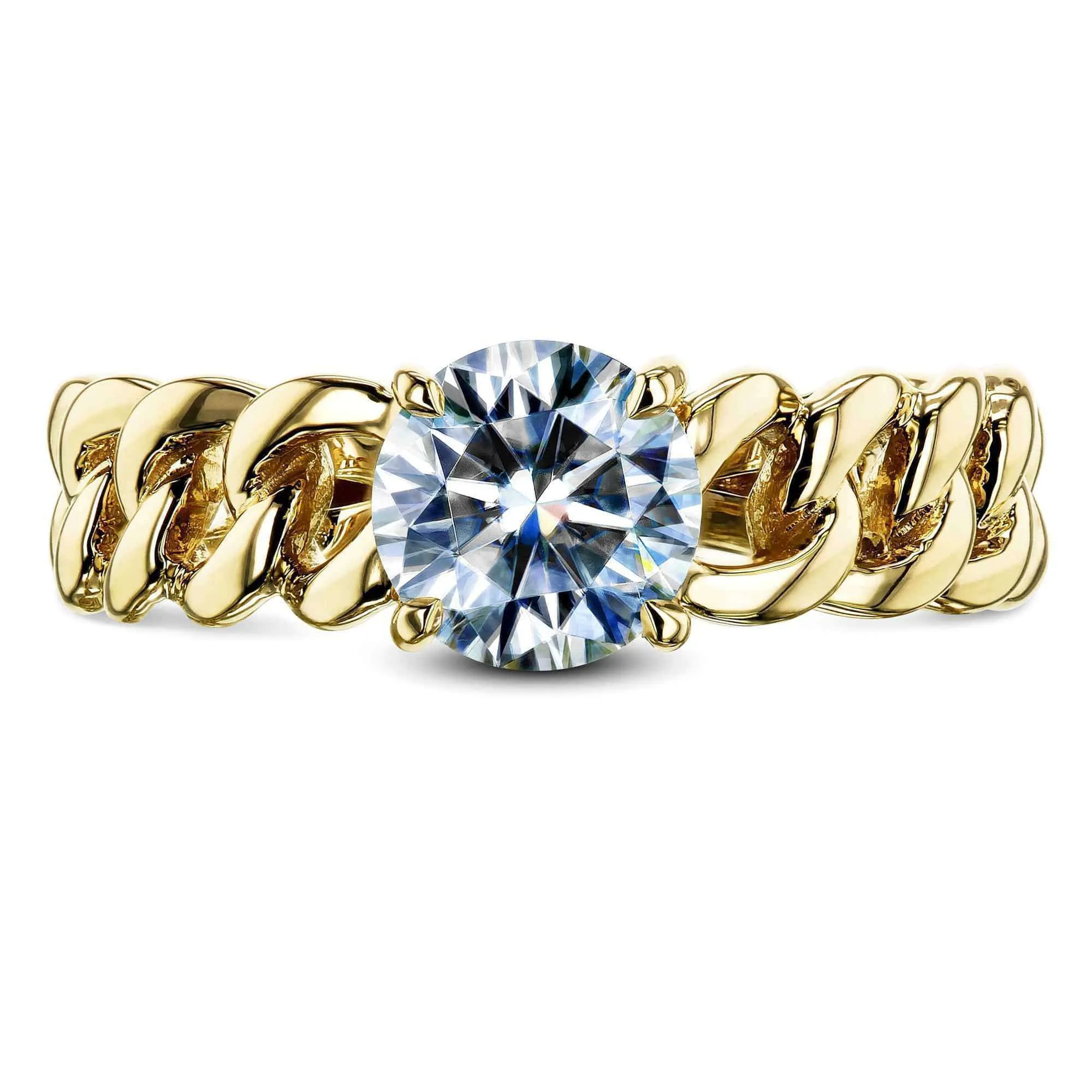 Gold Chain Links 6mm Moissanite Ring