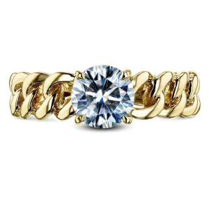 Gold Chain Links 6mm Moissanite Ring