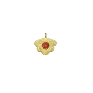 Gold Vermeil Red Coral Floral Charm