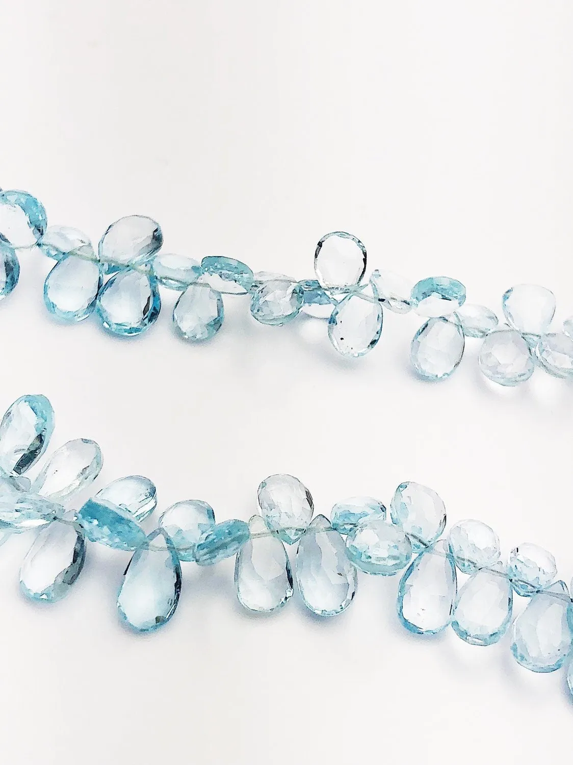 HALF OFF SALE - Sky Quartz Flat Faceted Pear Gemstone Beads, Full Strand, Semi Precious Gemstone, 8"