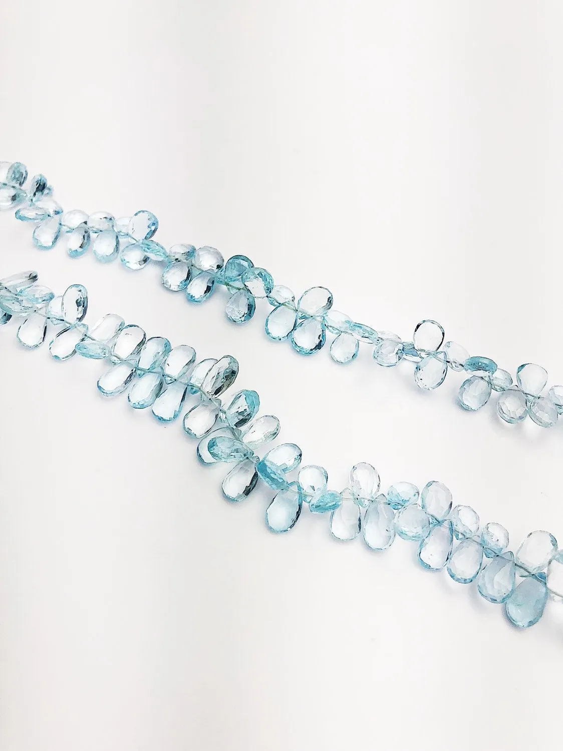 HALF OFF SALE - Sky Quartz Flat Faceted Pear Gemstone Beads, Full Strand, Semi Precious Gemstone, 8"