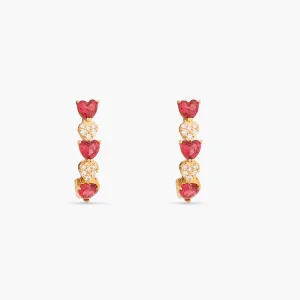 Heart CZ Silver Hoop Earrings