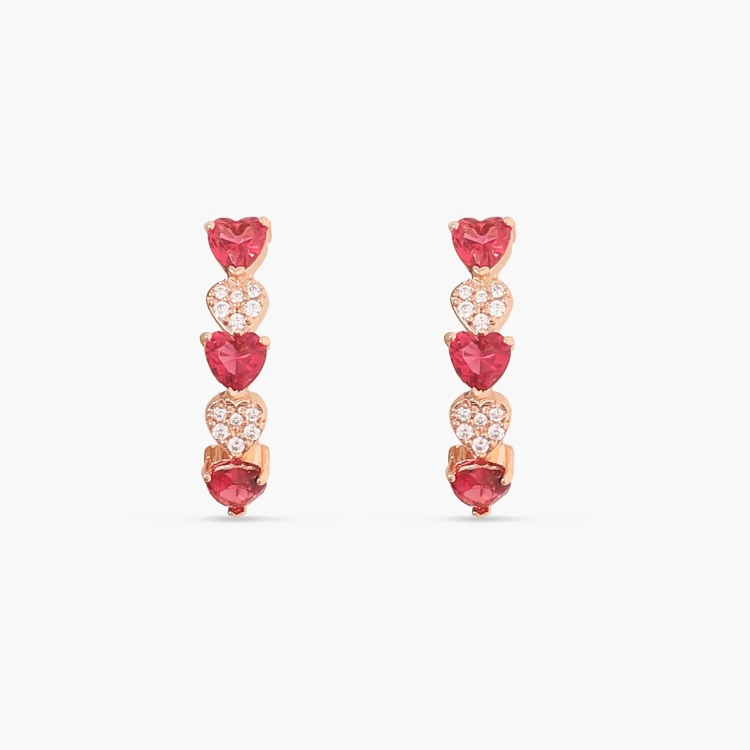 Heart CZ Silver Hoop Earrings