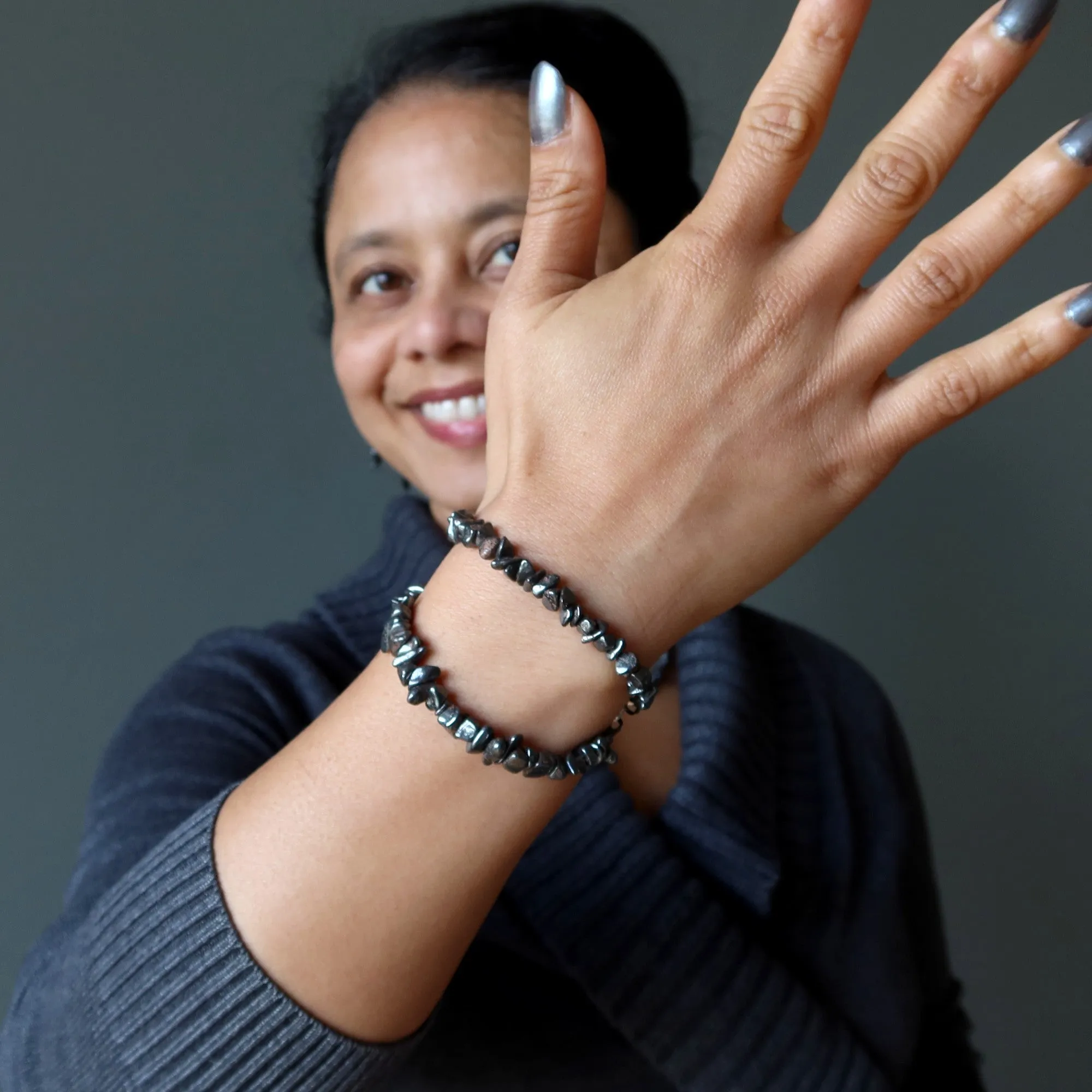 Hematite Bracelet Charming Clasp Crystal