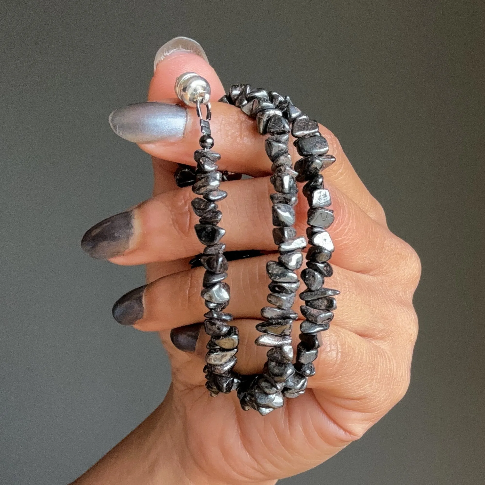 Hematite Bracelet Charming Clasp Crystal