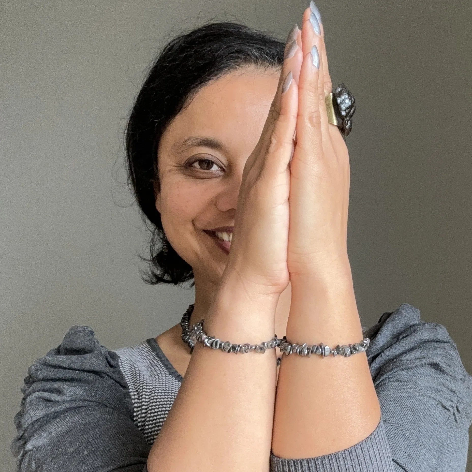 Hematite Bracelet Charming Clasp Crystal
