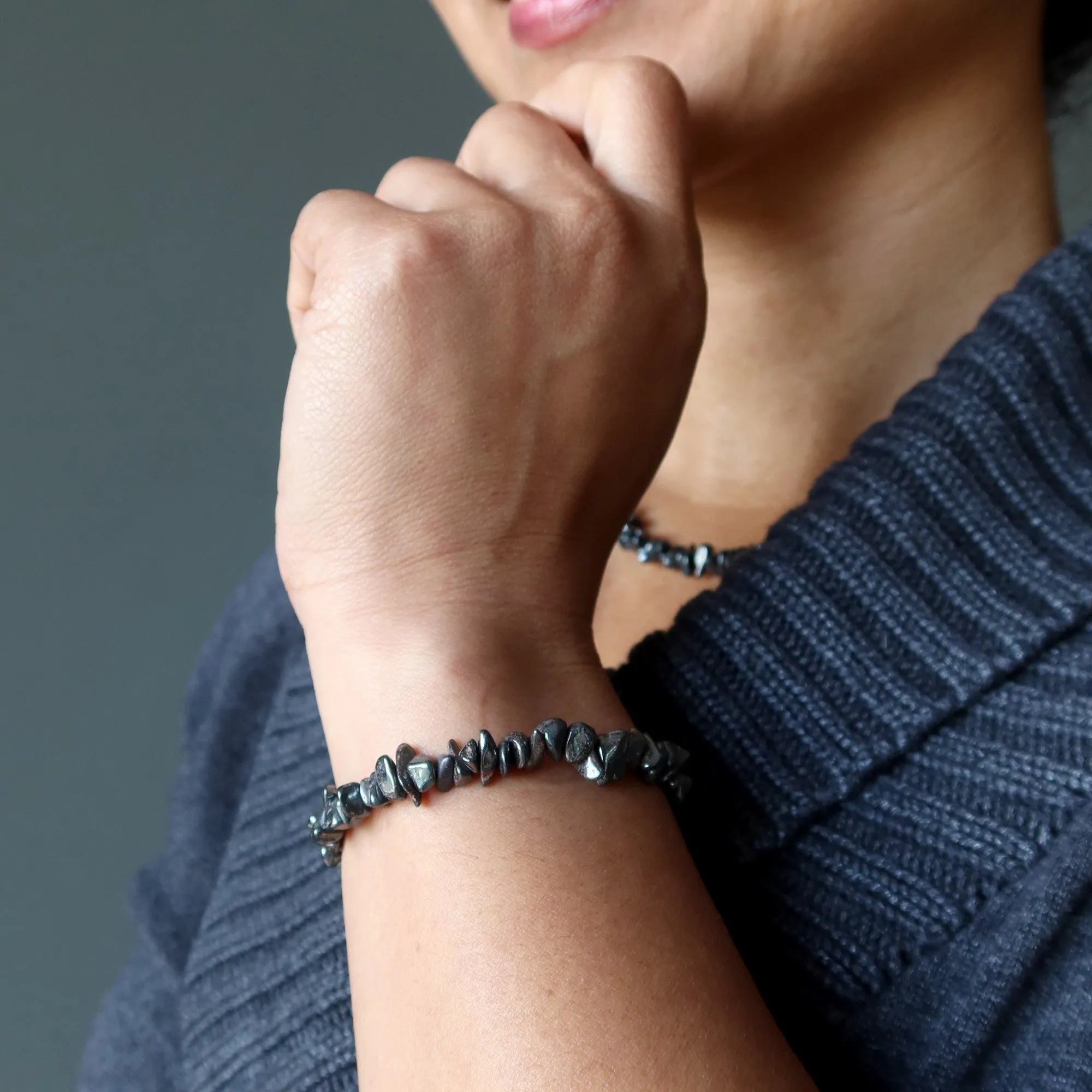 Hematite Bracelet Charming Clasp Crystal