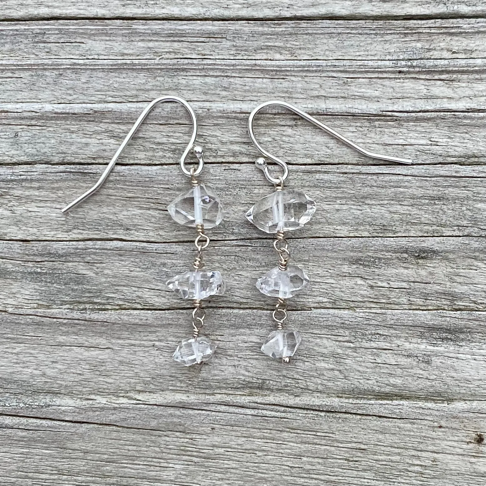 Herkimer Diamond Triple Drop Earrings