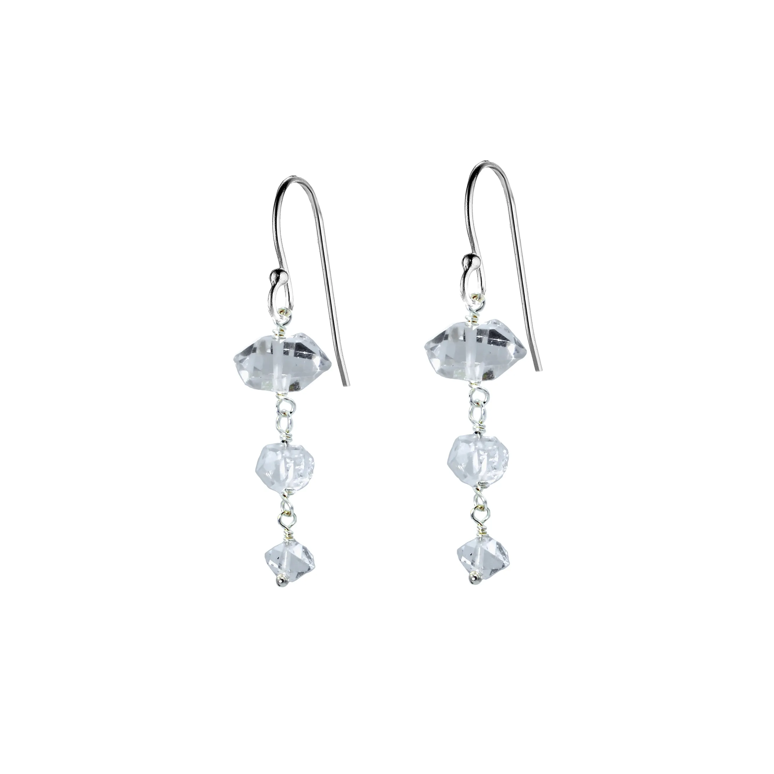 Herkimer Diamond Triple Drop Earrings